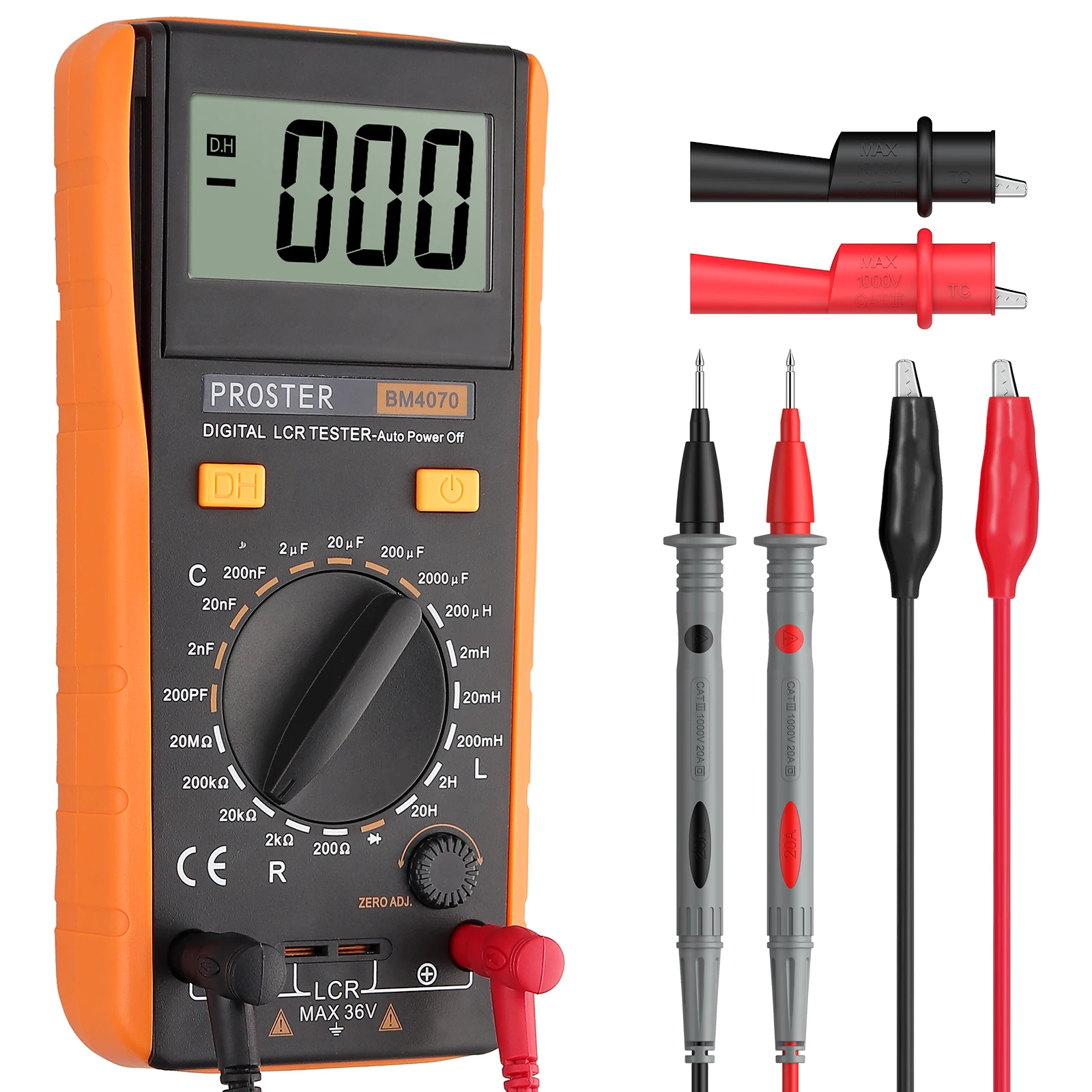 PROSTER Digital LCR Meter Multimeter Tester for Capacitance Resistance Inductance Measuring Meter with LCD Over-range Display