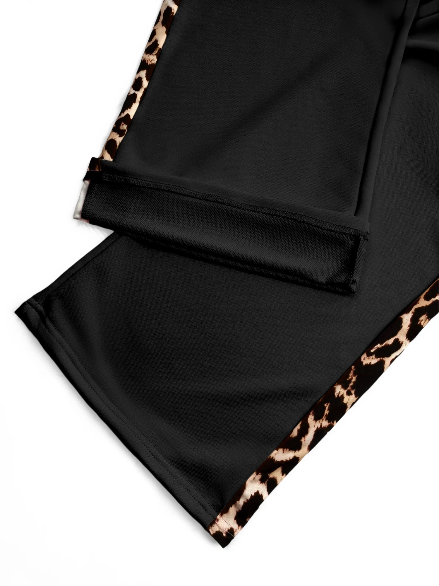 2026 Neu Heißer Verkauf Damen Leopardenmuster Seitenstreifen Weite Hose Lässige High-Waist Hose mit Schriftzug-Bund Lockerer Streetwear-Stil – Detail 24
