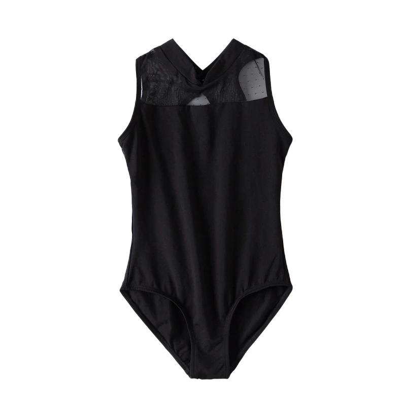 

Kids Ballet Leotards Sleeveless Dance Leotard Nylon Stand Collar Splice Gymnastics Leotard Ballet Bodysuit Dance Costumes