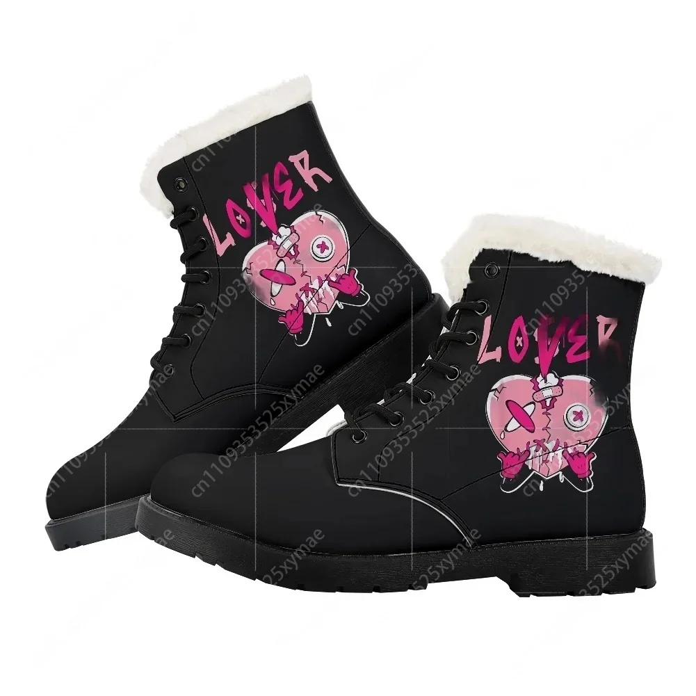 

Розовые плюшевые ботинки Pink Loser Lover с сердечками, унисекс, для подростков, повседневные, легкие, высокого качества, на заказ, для пар