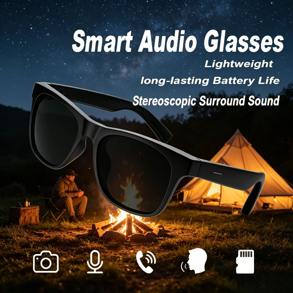 AI Smart Glasses, Remote Control & Touch Photography, Built-in Voice Assistant, Wireless Bluetooth Calling & Music, Unisex for M