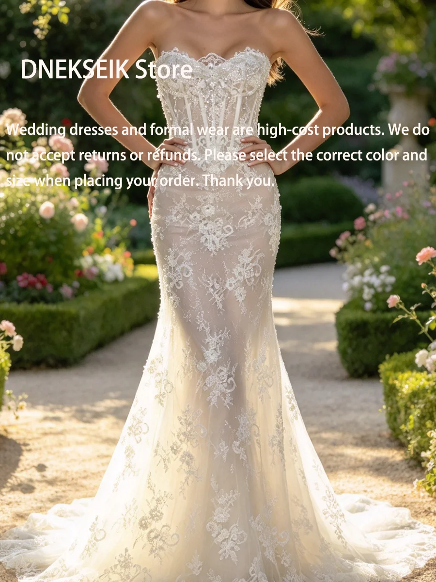Elegant Sweetheart Applique Sleeveless Floral Mermaid Bride Wedding Dresses Bridal Gowns Customized