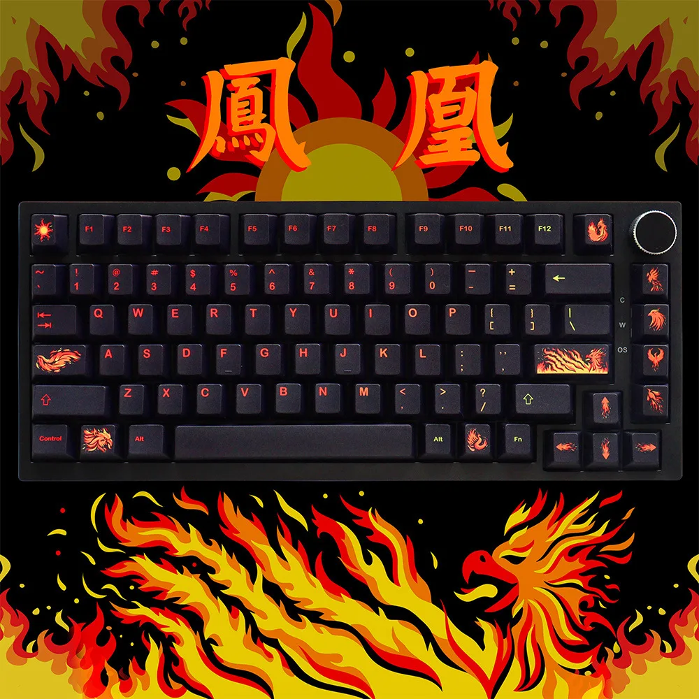 New Phoenix Keycap Sublimation PBT Original Highly Adaptable Cross Axis Mechanical Keyboard