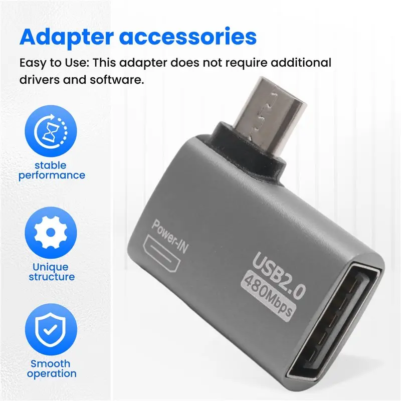T23C 2Pcs OTG Adapter For Fire TV Stick 90 Degree Left/Right Angle Micro-USB To USB OTG Adapter For Android Phone Tablet