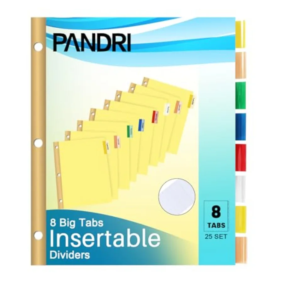

Binder Divider 200 Pack Binder Index Dividers with 8 Insertable Multicolor Big Tabs Letter Size Paper Binder Divider for School
