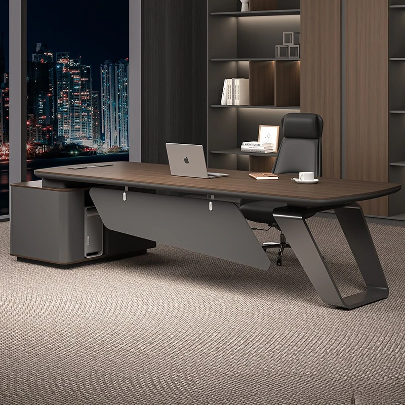 

Painted desk boss table light luxury high sense simple modern president desk office and chair combination