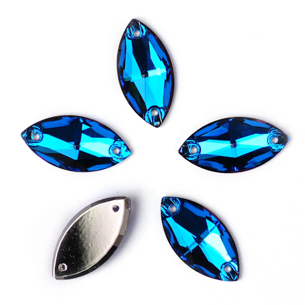 20 Stück gemischte Formen und Farben, aufnähbare Strasssteine, Rivoli Drop Navette Galactic Cosmic Strass, flache Rückseite, Kristall für Kleidung und Kleider – Detail 11