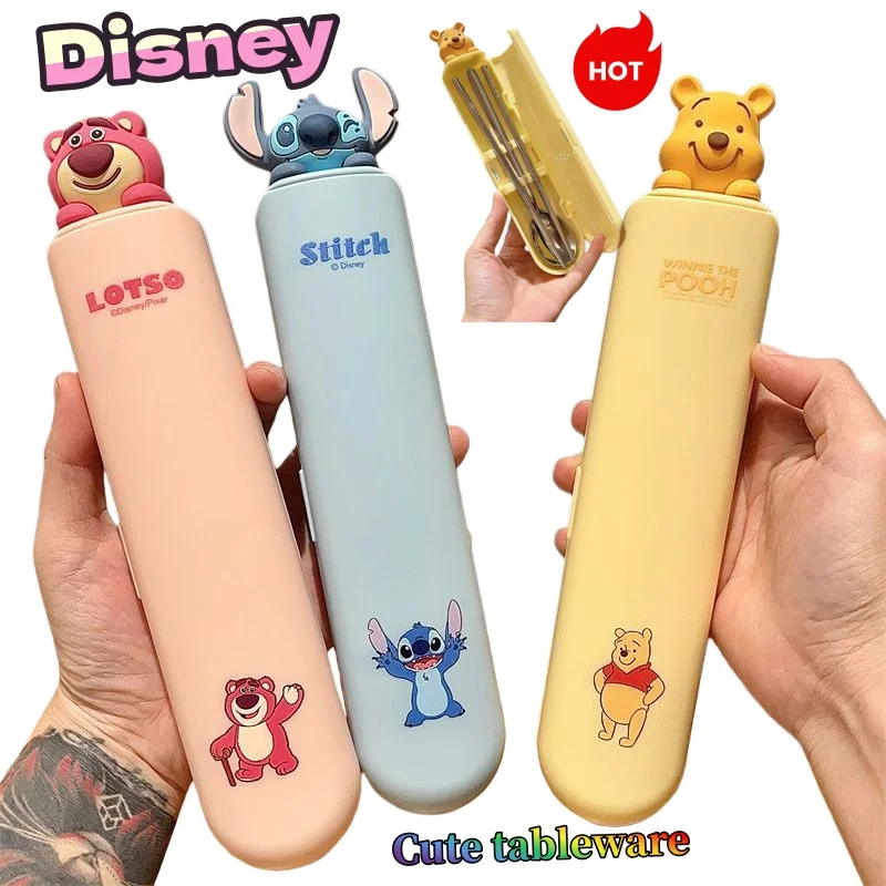

Disney tableware set, cute and stylish cartoon-themed, personalized food-grade stainless steel spoon set, a gift for friends