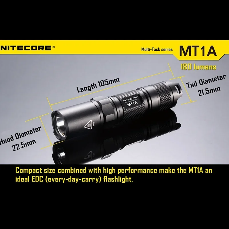 NITECORE MT1A Mini Flashlight 180Lumens 6 Lighting Modes Protable Mini Troch Light For Outdoor Lighting