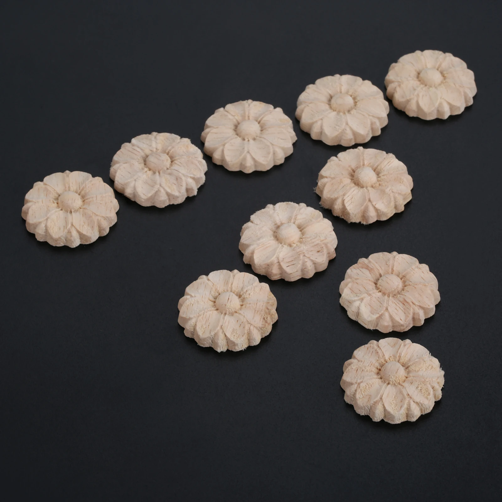 10 قطعة 3 سنتيمتر الخشب منحوتة الزاوية الإطار زين راصعة ملصق مائي زهرة مستديرة نحت الحرفية الشارات للمنزل خزانة باب مضمد السرير ديكور