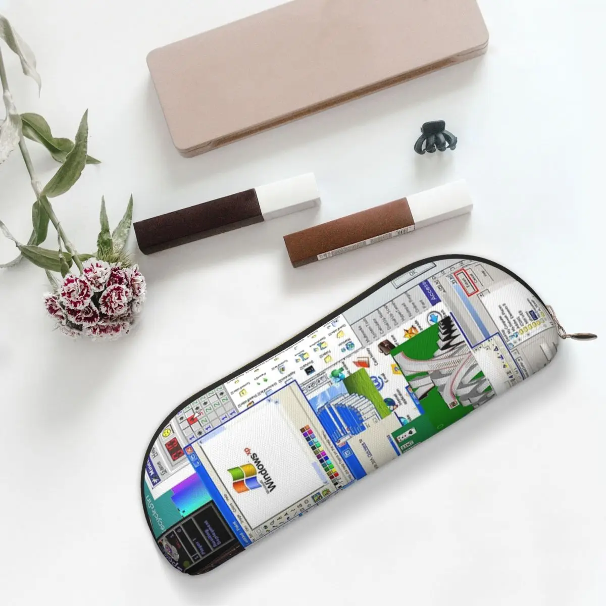 

Windows XP Collage Pencil Case Pencil Pouch Storage Stationery Supplies Big Capacity Pen Box Pencil Bag for Students School