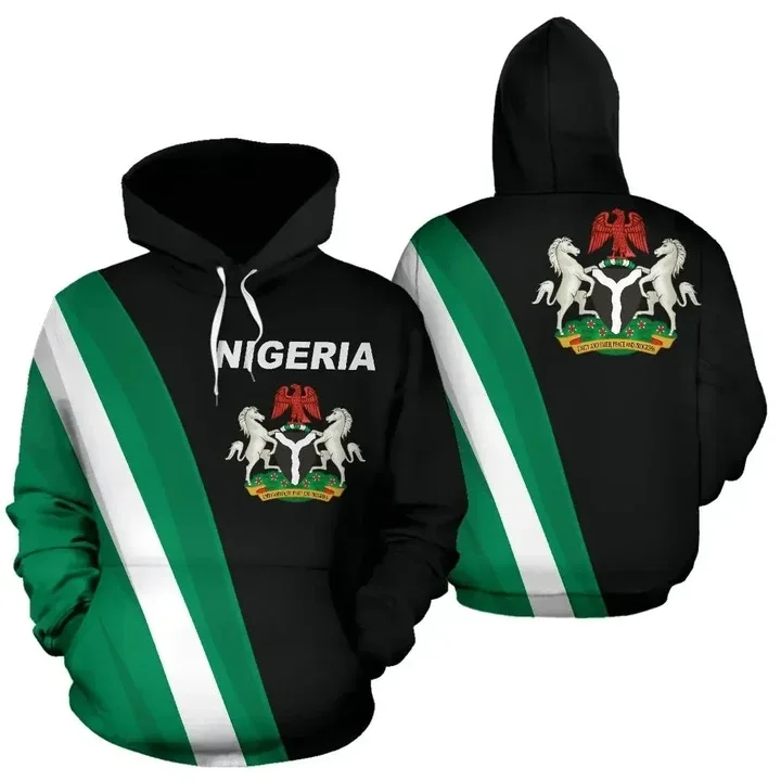 3D Printed Africa Nigeria Flag Map Hoodie For Men National Emblem Pullovers Sweatshirts Hoody Kids Sport Tracksuit Outwear