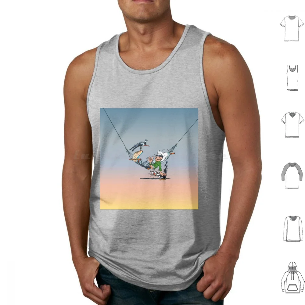 Gomer Goof Tank Tops Vest Sleeveless Gaston Guus Lagaffe Flater Guust Movie Cartoon Strip Book Dutch Disaster Hammock Cat Bird