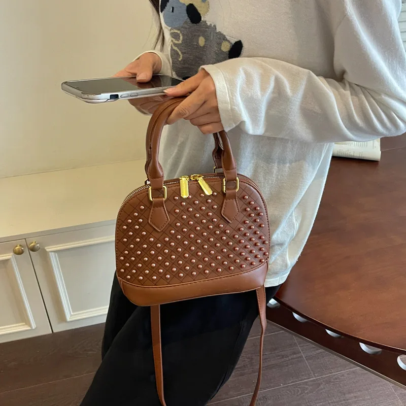 New Women's Crossbody Bag Fashion High Quality Pearl Handbag Solid Color Versatile Commuter Women's Single Shoulder Storage Bag