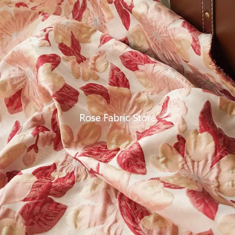 

1-метровая рельефная жаккардовая ткань с большим цветком, женское платье, юбка, сумка, декоративная швейная ткань