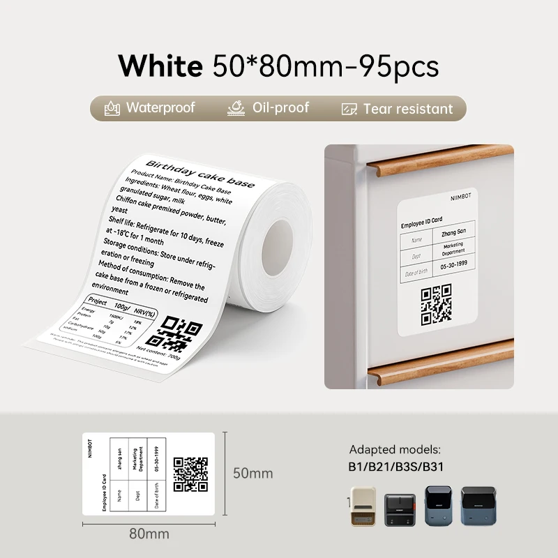 Niimbot Thermisch Label 20-50mm Breedte Ronde/Wit/Kleur Sticker Waterdicht Papier Voor B1 B21 Mini printer Tags Label Maker