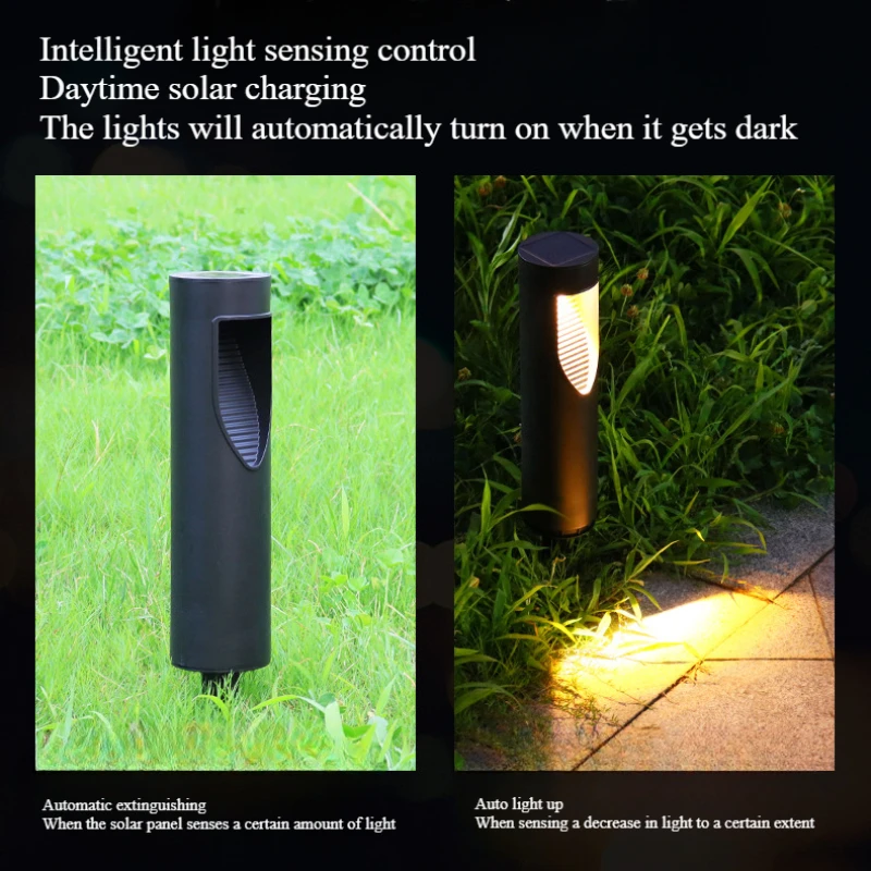 New LED Solar Cylindrical Lawn Light Outdoor Waterproof Home Courtyard Garden Atmosphere Decoration Lighting Fixture