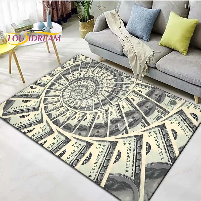 

3D Dollar Carpet Rug for Bedroom Living Room Home Sofa Decoration,Children Game Large Decor Floor Mat Yoga Mat Large Carpet