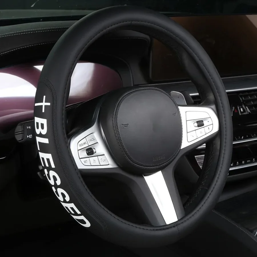 

Auto Car Steering Wheel Cover Microfiber Leather Breathable AntiSlip for Men Women FBlessed