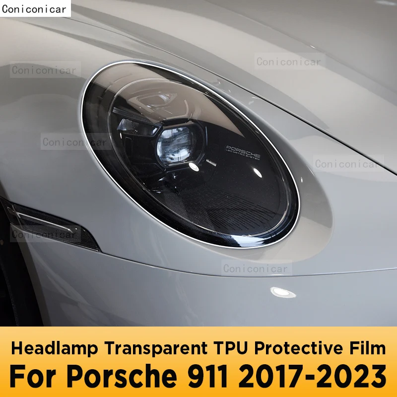 

For Porsche 911 2017-2023 Car Exterior Headlight Anti-scratch Front Lamp Transparent TPU Protective Film Accessories