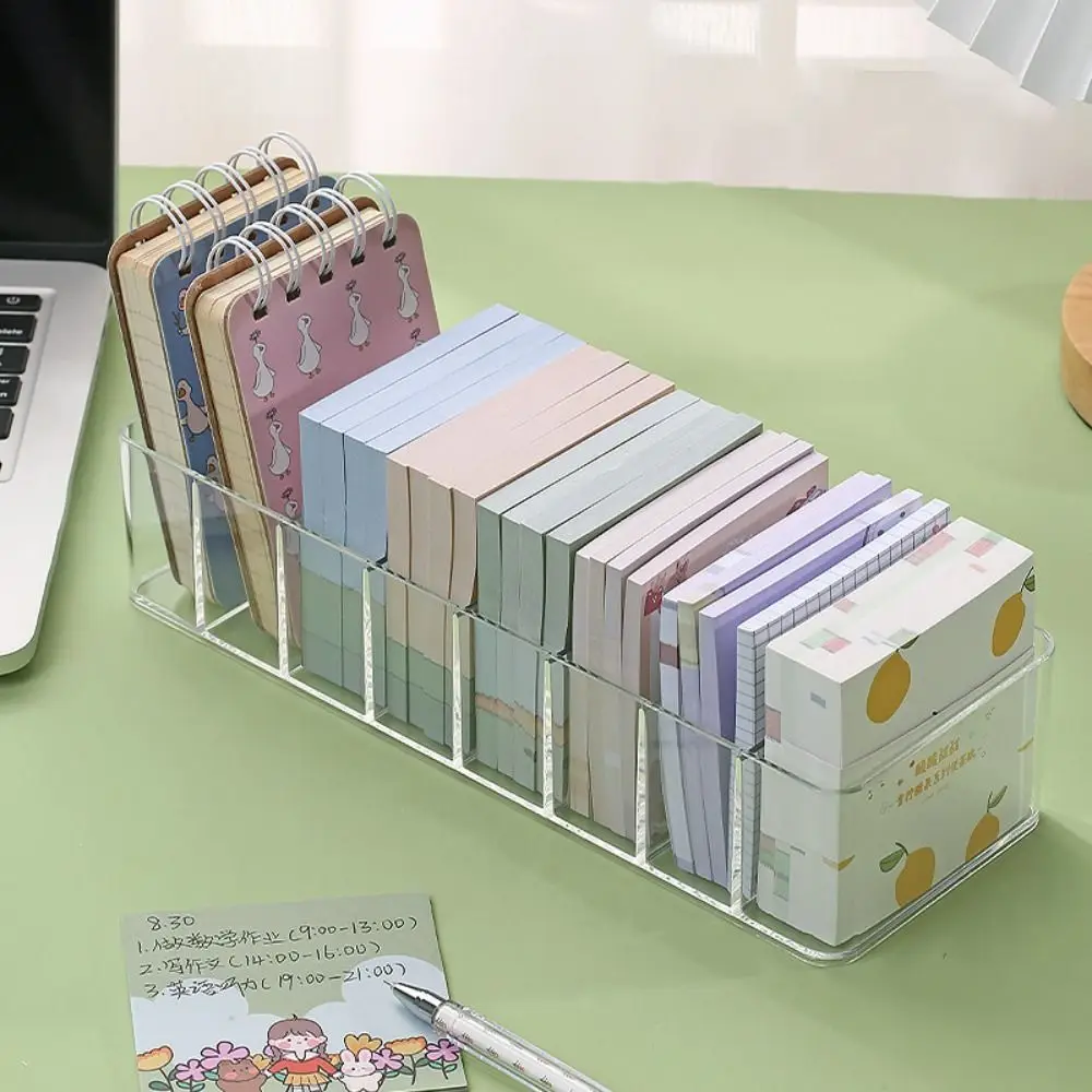 

Portable Compartment Storage Box Transparent Plastic Stationery Finishing Box Multi-functional Dustproof Sticky Note Sorting Box