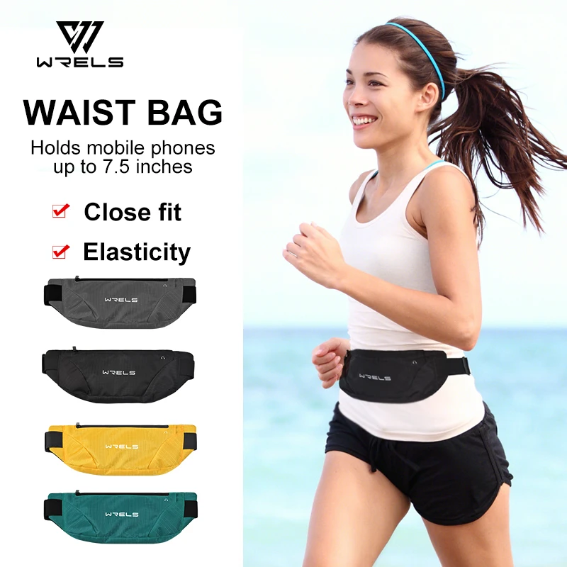 WRELS-riñonera deportiva impermeable para deportes al aire libre, bolsa para correr, funda para teléfono móvil, gimnasio, trotar, portátil, cinturón