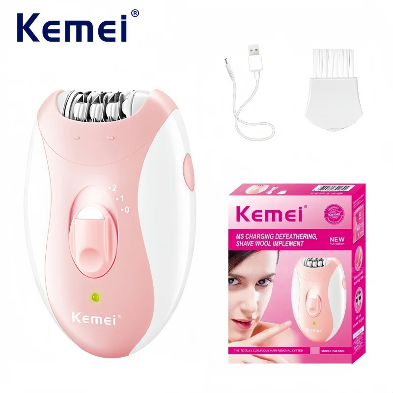 

Kemei KM-189B Professional Electric Hair Remover for Women, USB Rechargeable with Illuminating Light, Body Hair Trimmer