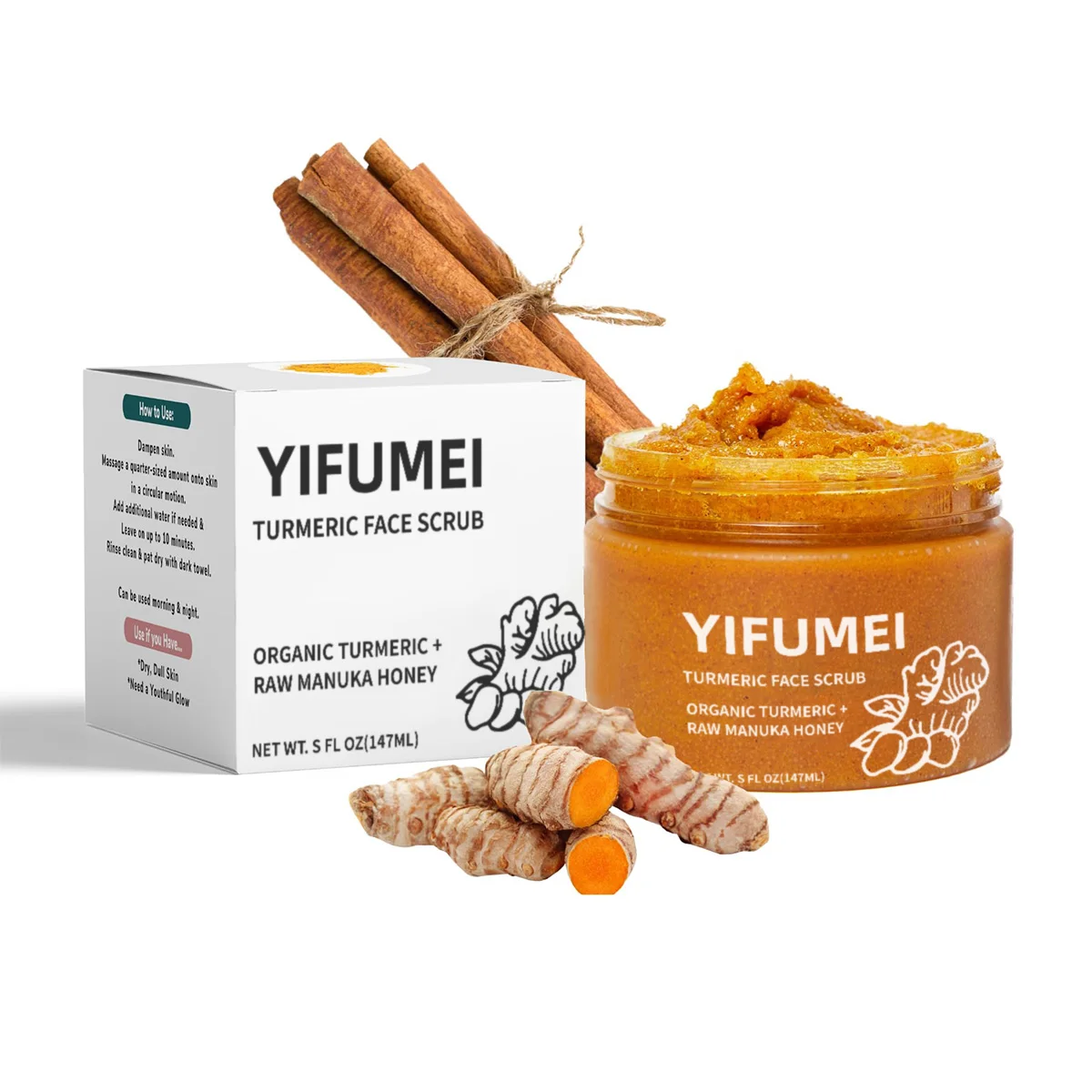 Organic Turmeric Scrub Face and Body Softening Deep Cleansing Dead Gentle Exfoliating MoisturizingTurmeric Face Scrub