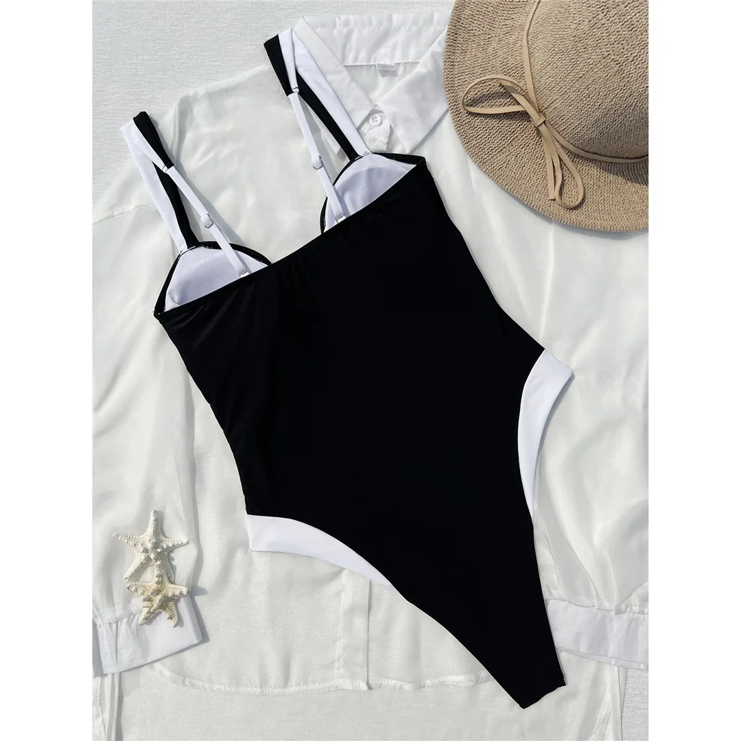 Neuer, aufreizender Badeanzug mit U-Ausschnitt und hohem Beinausschnitt für Damen, einteiliger Badeanzug, Monokini mit Polsterung, Badebekleidung, Badeanzug, Modell V6987D. – Detail 12