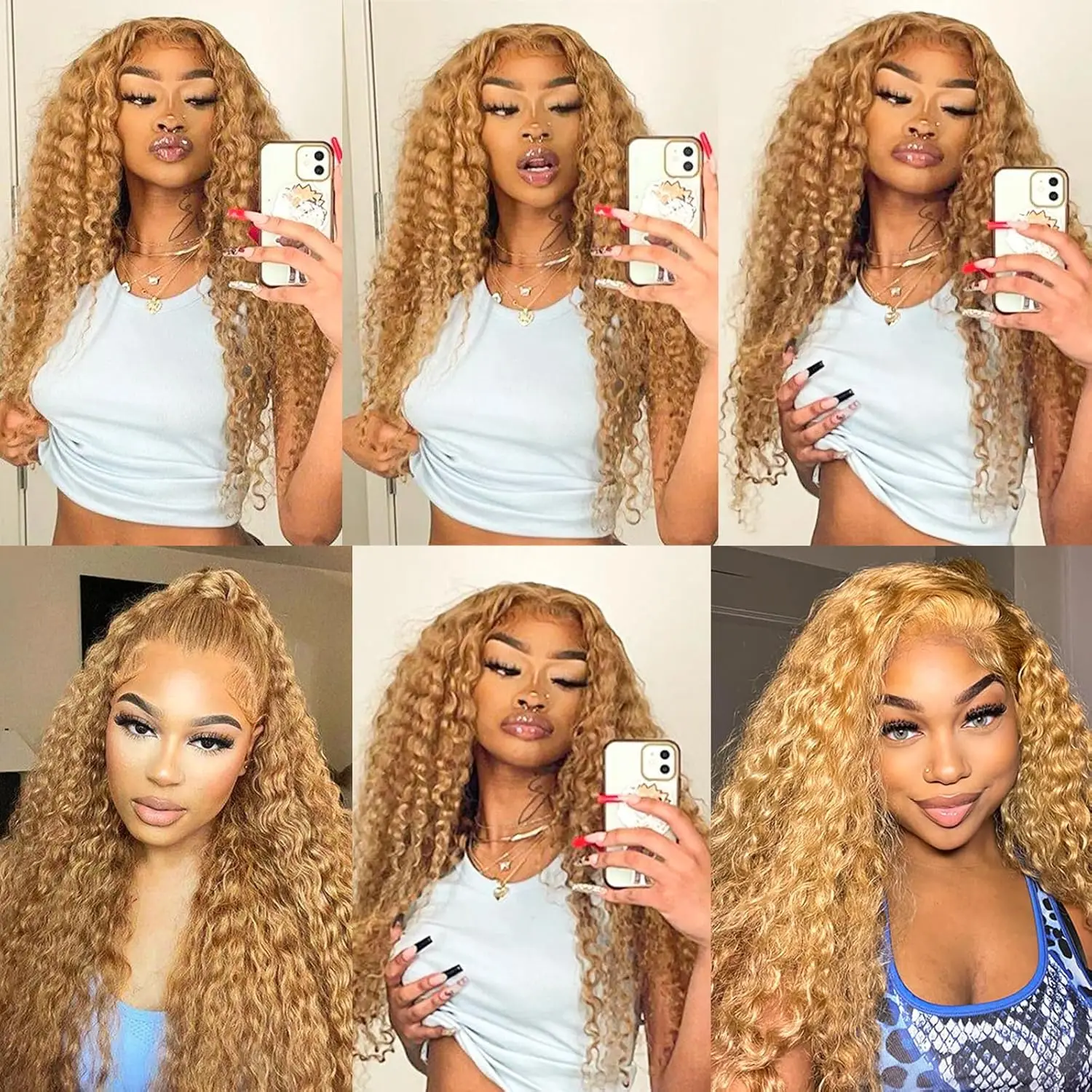 100% Remy Human Hair 13x4 HD Lace Front Human Hair Wigs for Women Pre Pulcked Deep Wave Light Brown Color 27# Glueless