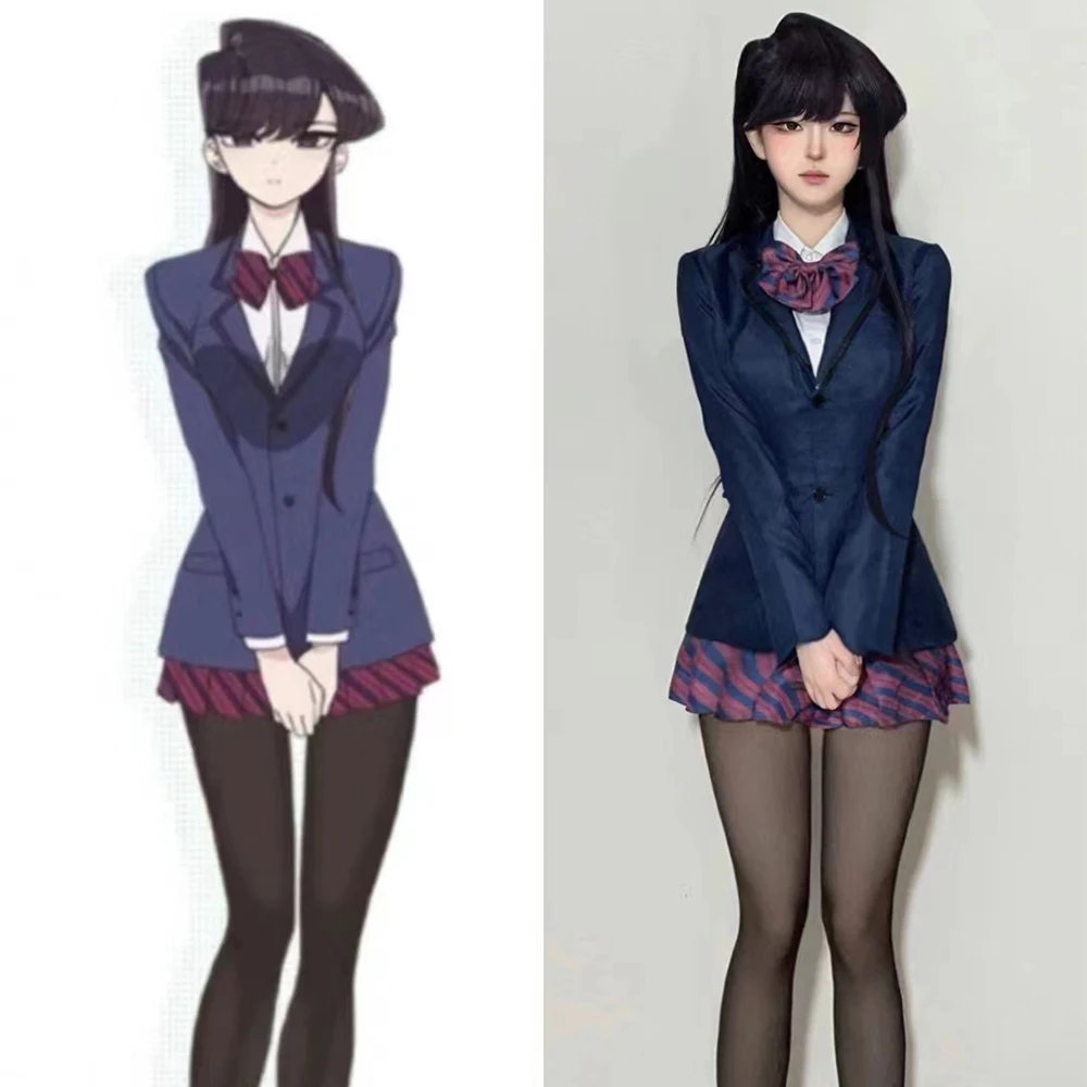 Halloween Anime Komi Can't Communicate Shouko Komi Cosplay Costume Shirt Tie Short Skirt Wig Set High School Women Uniform