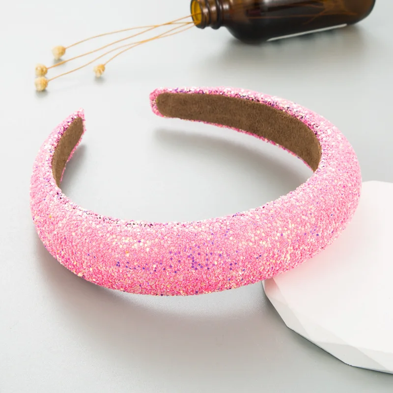 Diadema acolchada de esponja con cuentas de colores para mujer y niña, joyería para el cabello, accesorios para el cabello