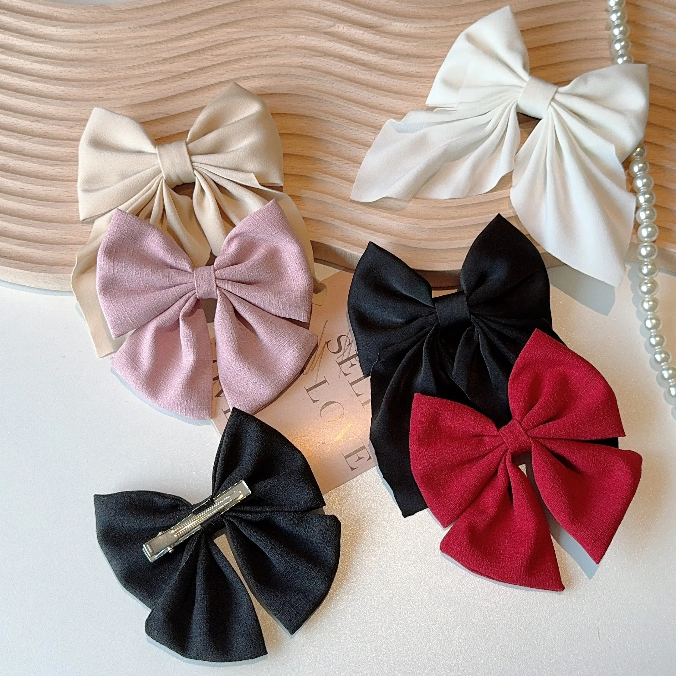 2PCS/Lot  Hair Bows Solid Color Grosgrain Ribbon Boutique Hair Clip Girls Hairgrips New Headwear Kids Handmade Hair Accessories