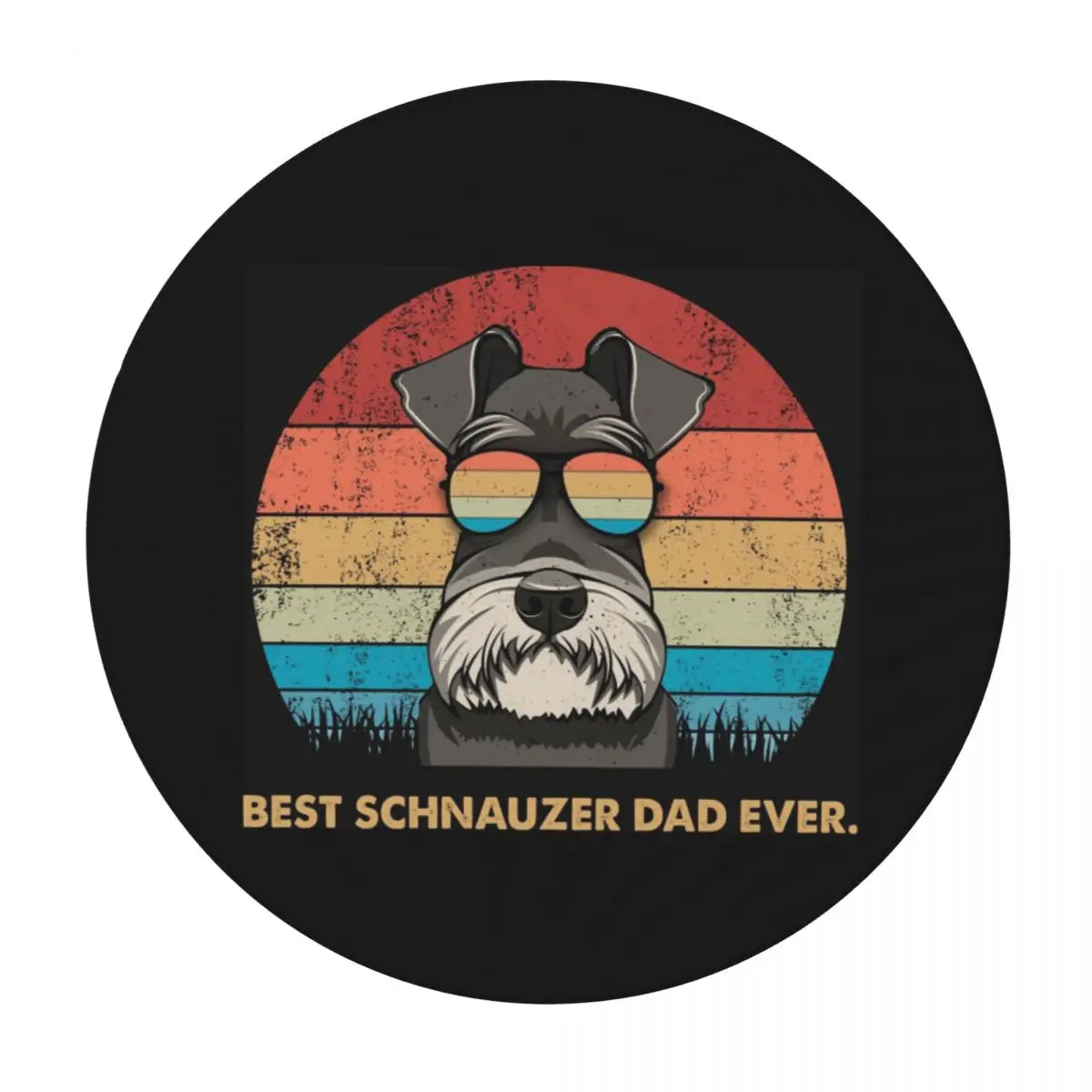 Best Schnauzer Dad Ever Waterproof Round Tablecloth Oilproof Table Cloth for Kitchen Events Dining Table Cover