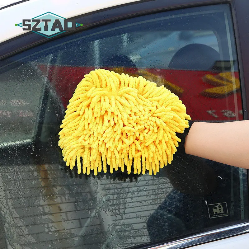 Waterproof Car Wash Microfiber Chenille Gloves Thick Car Cleaning Mitt Wax Detailing Brush Auto Care Double-faced Glove