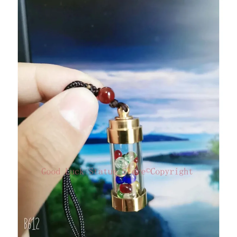 Asia Thailand TOP Geomantic master Crystal energy Lucky bottle Exorcise evil spirit Pendant Amulet all-powerful symbol talisman