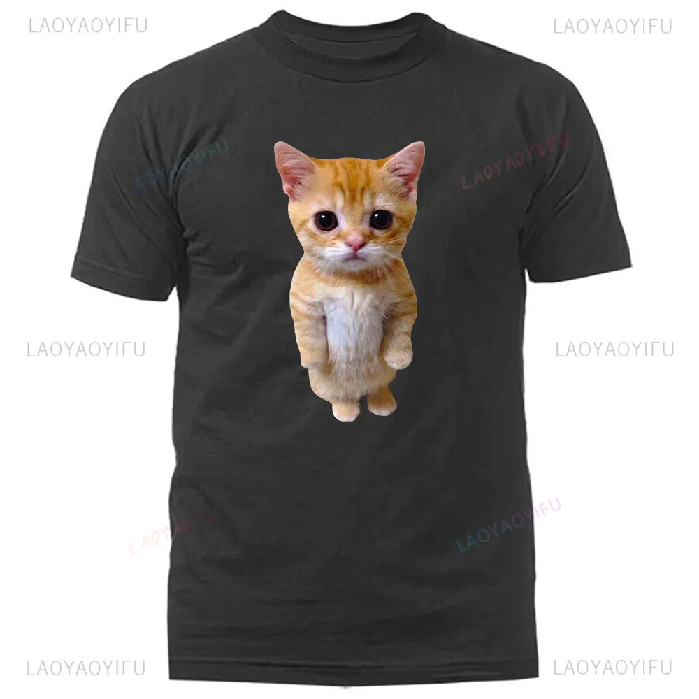 Funny El Gato Meme Sad Crying Cat Munchkin Kitty Meme Trendy Graphic T-shirt Unisex Fashion Short Sleeve Tee Streetwear