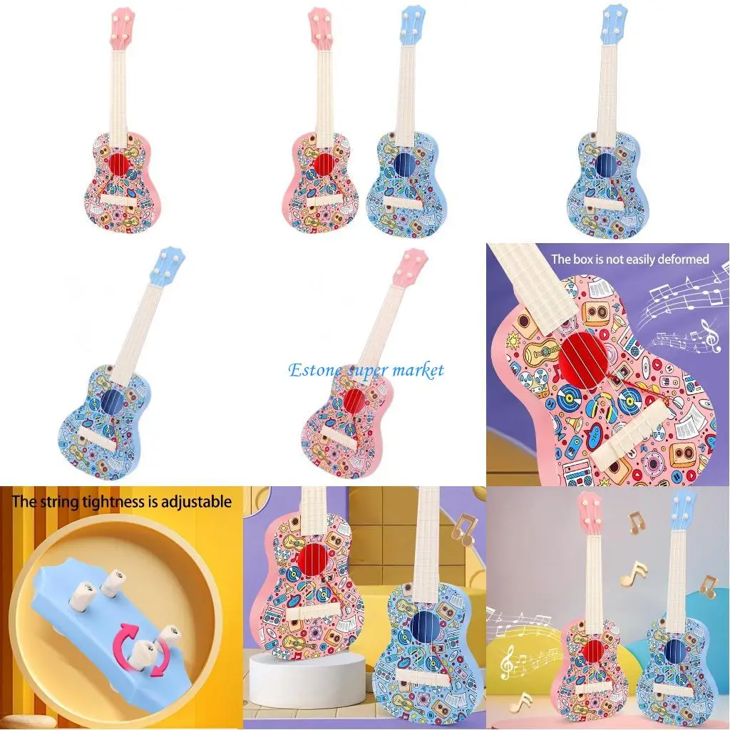 090B Kids Cartoon Ukulele Instrument Toy Explore & More Colorful Guitar Toy