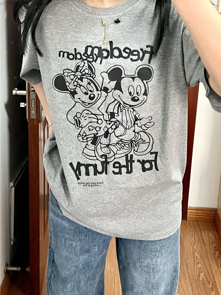 Disney Mickey Mouse Graphic T-shirt Women's 2000s Trendy Harajuku Short Sleeve Top Summer Cuteore Hip Hop Oversized Tees Y 2k