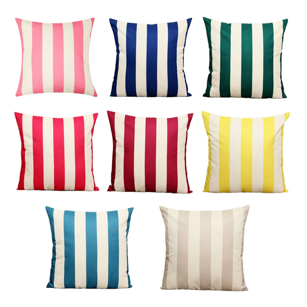 

1pc Sofa Pillow Cover Stripe 45X45Cm Red For Living Room Decor Cushion Protection Throw Pillow Case Linen Pillowcase Cover