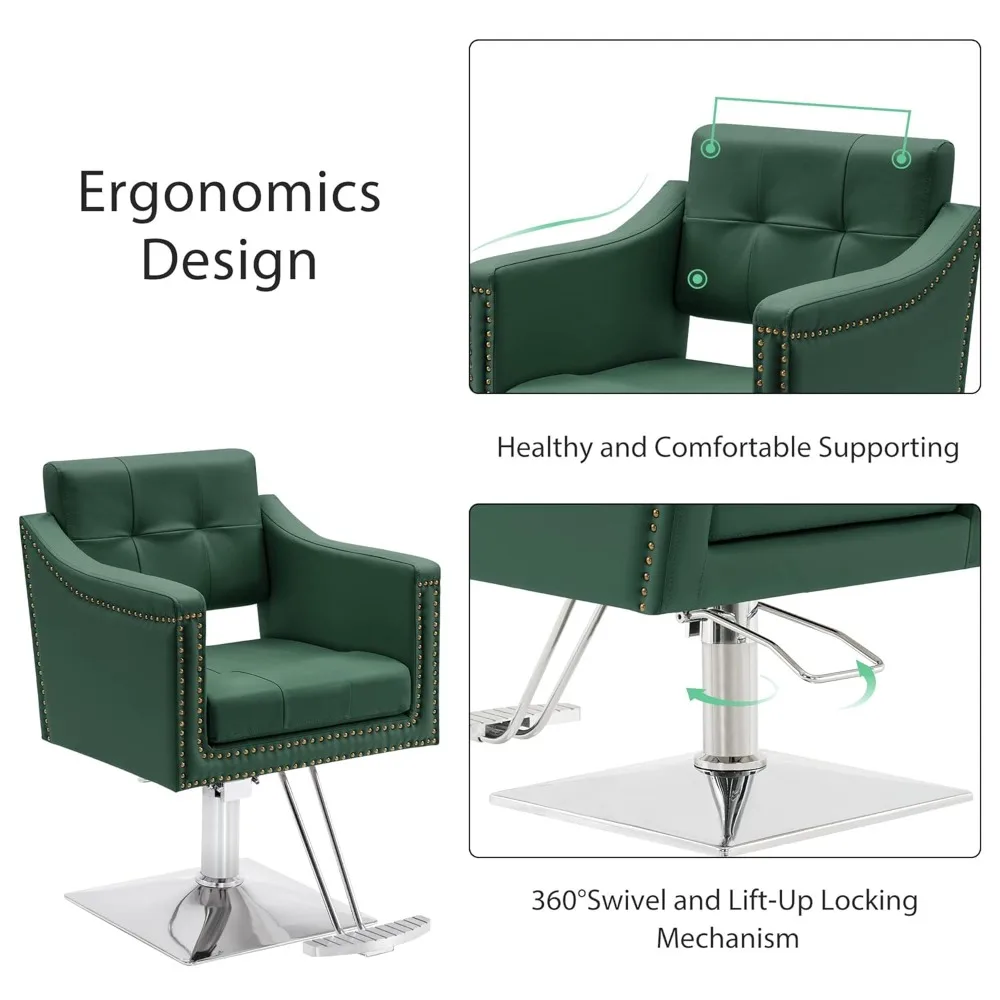 كرسي صالون لتصفيف الشعر كرسي تصفيف الشعر الهيدروليكي، معدات سبا التجميل 8813 (تعديل ارتفاع المقعد (6 بوصات) (أخضر) #5