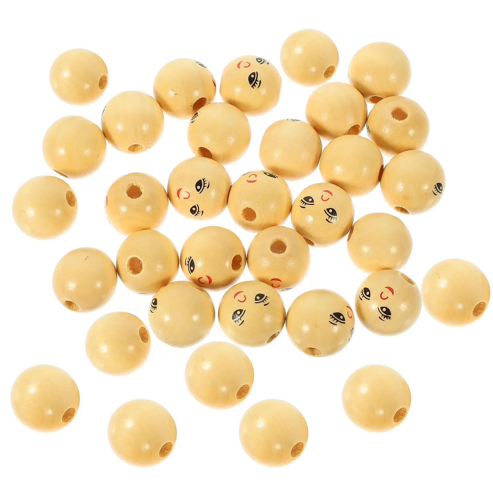 

60 Pcs Craft Beads Round for Bracelets Garlands Wooden with Holes Macrame in Bulk Child Crafts