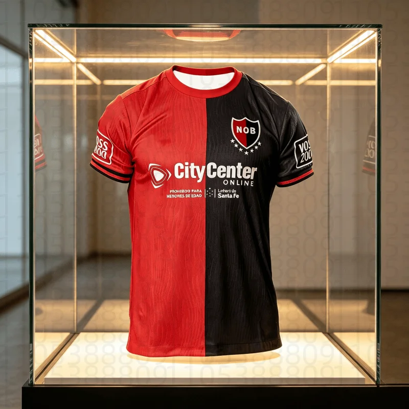 Camiseta deportiva transpirable de secado rápido para el hogar y exteriores, con diseño de empalme rojo y negro, a la moda, para niños y padres, nueva colección 2026 de Newell Old Boys.