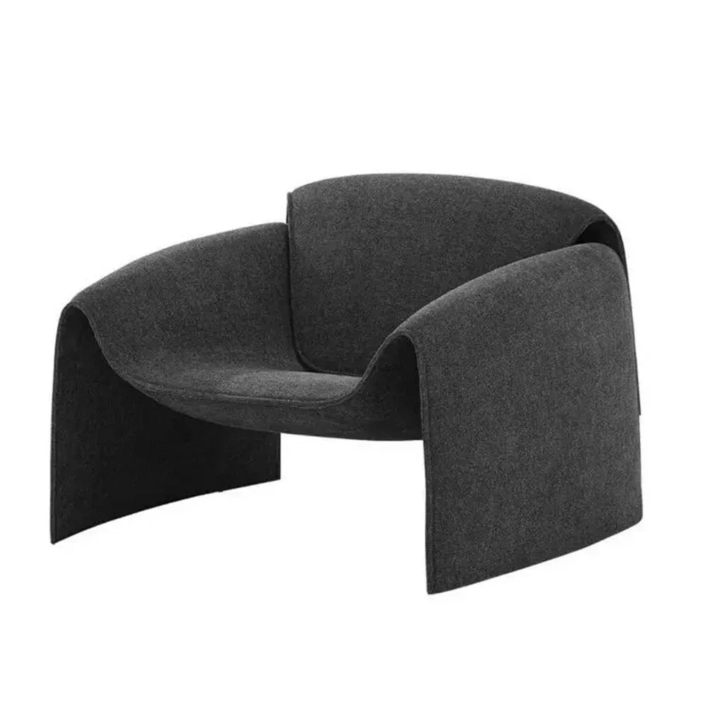 Relaxing House Kaffee geriffelter Krabbenstuhl, halbrunder Wohnzimmerstuhl im klassischen Stil, bunter Einzelsitzer-Sofastuhl mit niedriger Rückenlehne