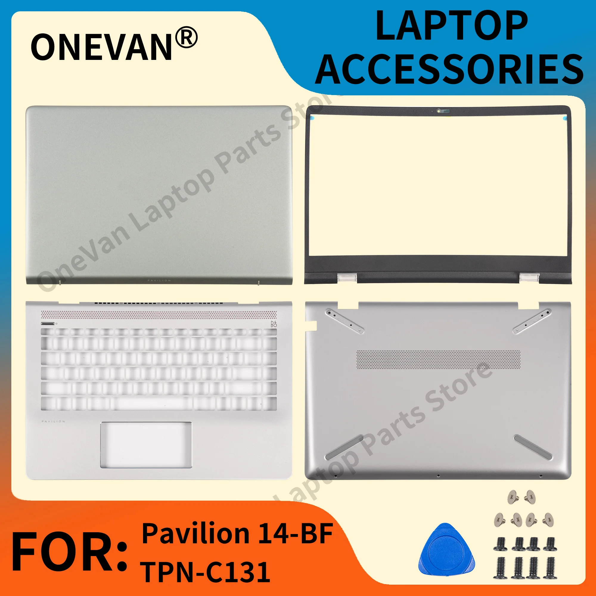 

New Original Laptop Case for HP Pavilion 14-BF TPN-C131 LCD Back Cover Front Bezel Palmrest Keyboard Bottom Case Top Silver/Pink