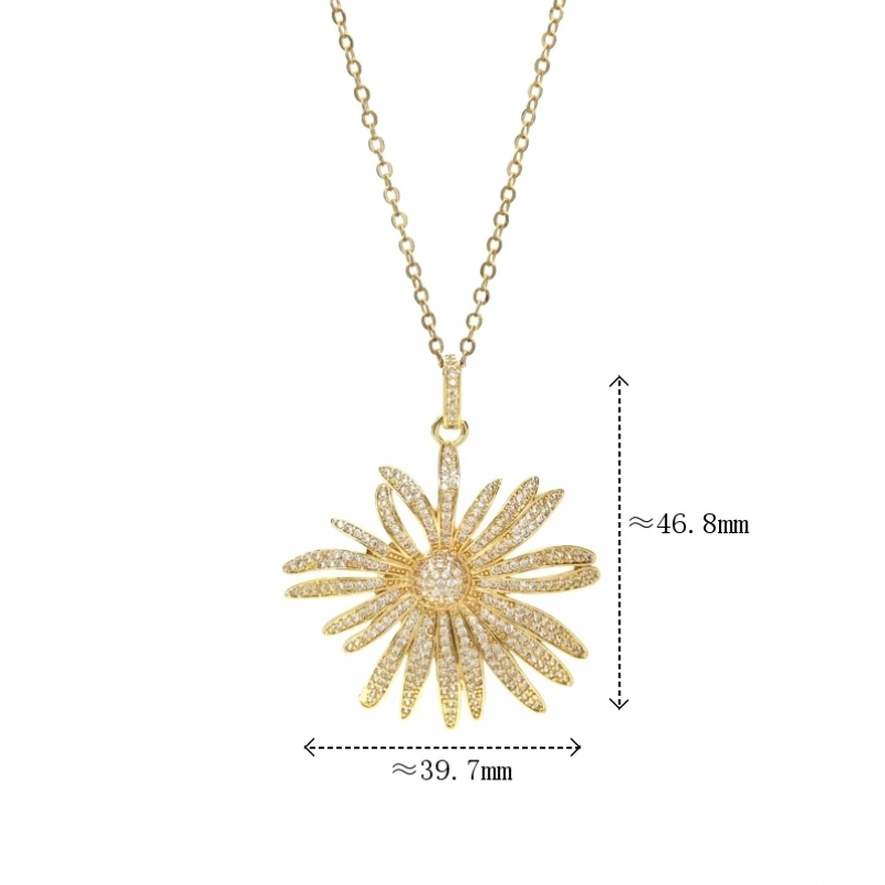 10Pcs Invisible Setting Cubic Zirconia Plant Flower Gold Color Copper Chain Necklace 18+2inch Jewelry Special Gift