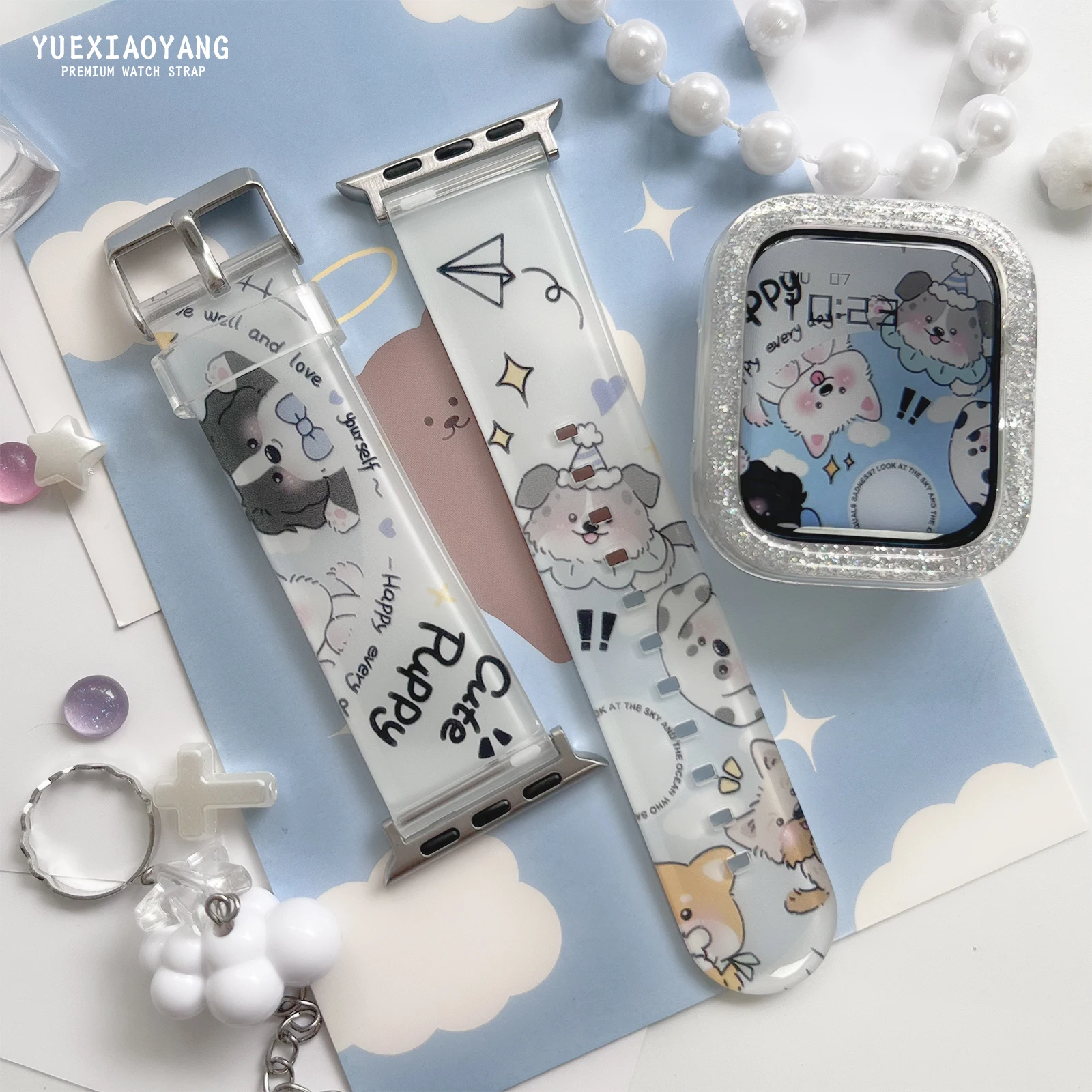 Correa con estampado de gato de dibujos animados para Apple Watch 10, 9, 8, pulsera reemplazable para iWatch de 46mm, 42mm, 41mm y 40mm