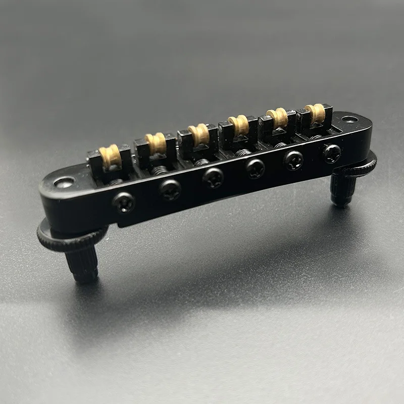 Guitar Tune-O-Matic Roller Saddle Bridge Replacement Part Compatible with LP SG Style 6 String Electric Guitar Black