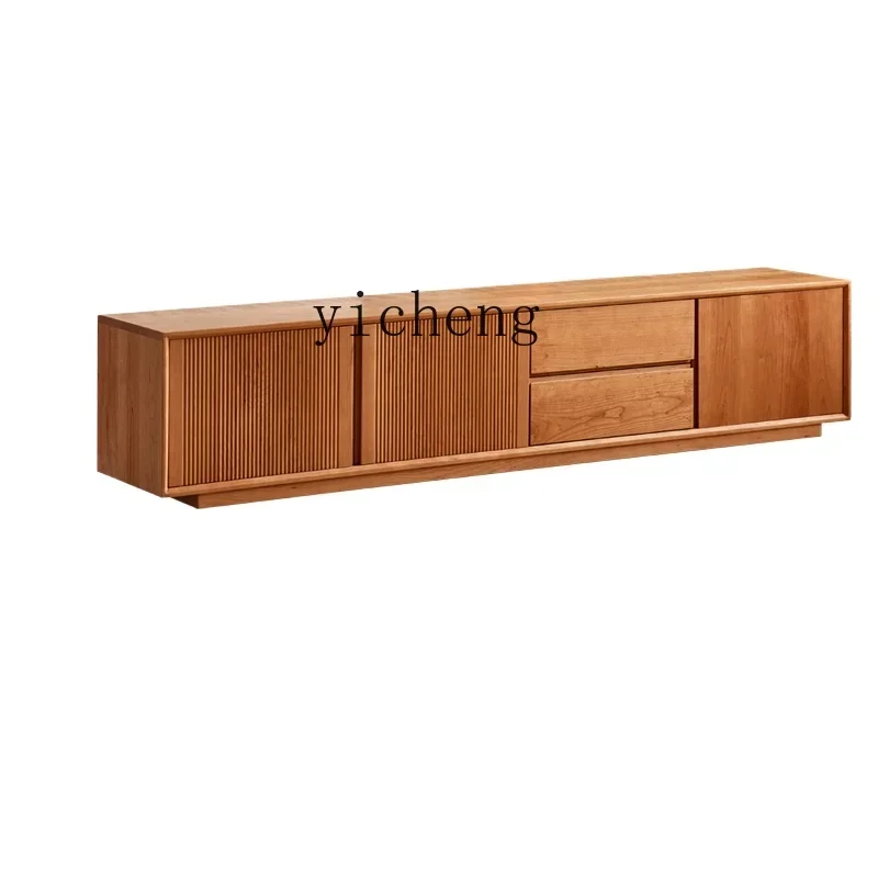 

ZK solid wood TV cabinet minimalist wabi sandy wind log floor TV cabinet coffee table combination