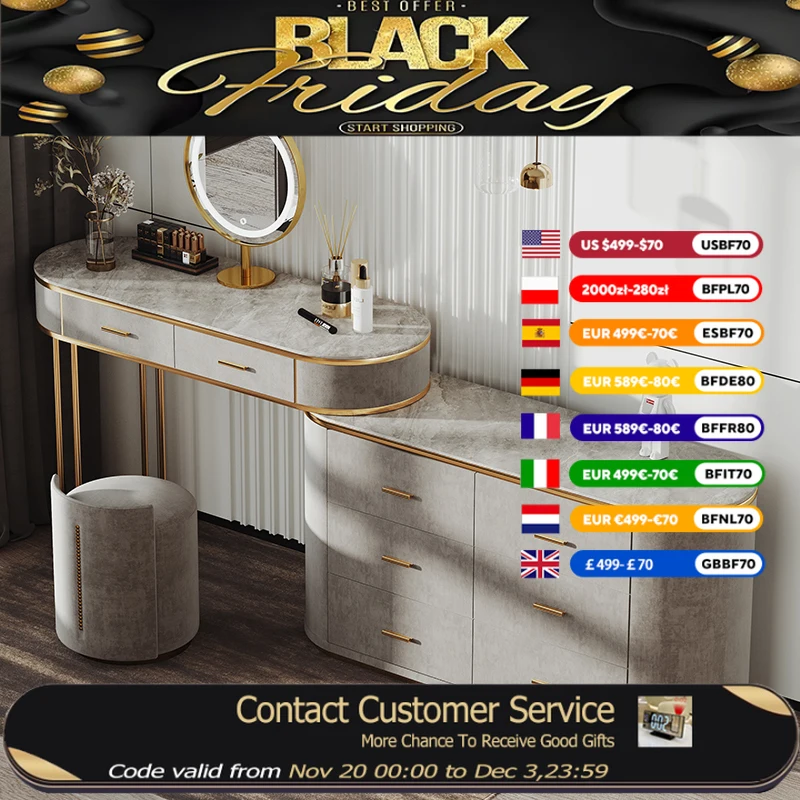

Luxury Organizer Corner Dresser Vanity Makeup Women Modern Drawer Dressers Mirrors Storage Coiffeuse Chambre Home Furniture